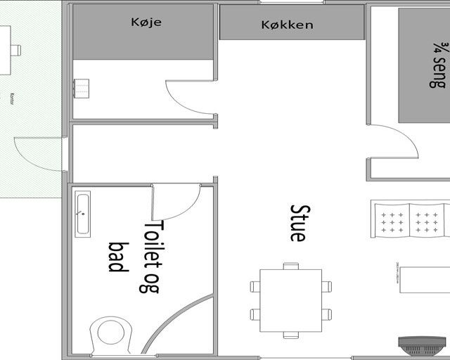 Hytte 30m2 med Køje.