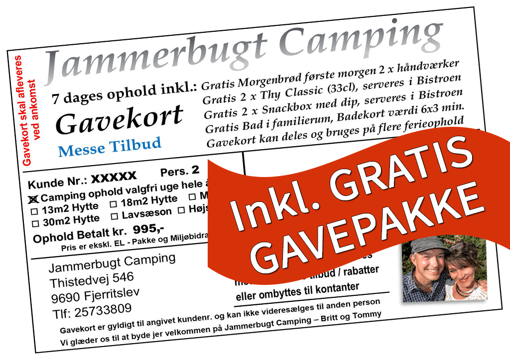 Jammerbugt Camping - GAVEKORT 1 uges ferie 2 pers. i egen vogn.